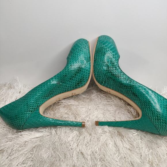 Turquoise leather snake skin round pump by Kathryn Amberleigh sz 7.5 - Picture 5 of 7